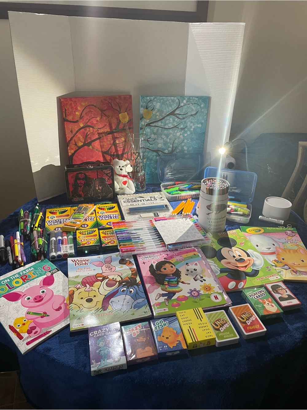 Assorted Kids Coloring & Activity Set - Blue & Red, including a backpack.